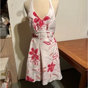 Sundress Linen/Rayon Blend Halter Neck Tie A-line Back Zip By Ann Taylor Sz 2P